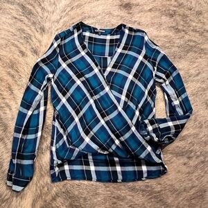 Express Blue Plaid Button-Down Shirt – Size S